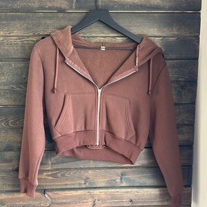 Brown Cropped Women's Hoodie